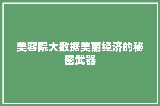 美容院大数据美丽经济的秘密武器
