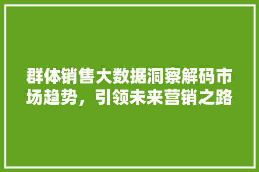 群体销售大数据洞察解码市场趋势，引领未来营销之路