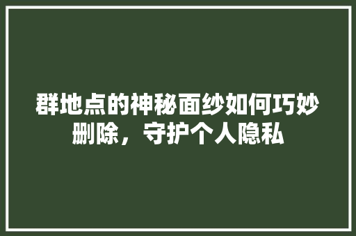群地点的神秘面纱如何巧妙删除，守护个人隐私