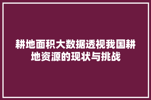 耕地面积大数据透视我国耕地资源的现状与挑战