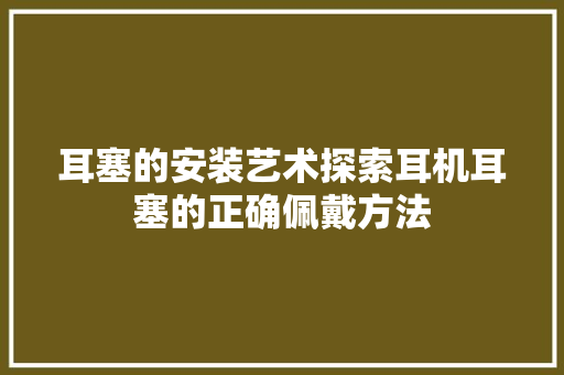 耳塞的安装艺术探索耳机耳塞的正确佩戴方法