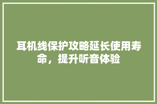 耳机线保护攻略延长使用寿命，提升听音体验