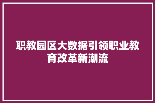 职教园区大数据引领职业教育改革新潮流