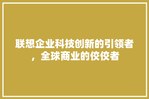 联想企业科技创新的引领者，全球商业的佼佼者