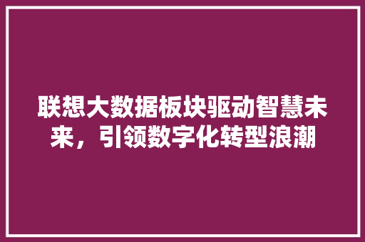 联想大数据板块驱动智慧未来，引领数字化转型浪潮