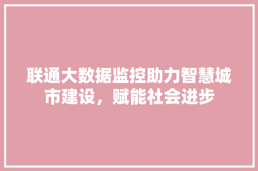 联通大数据监控助力智慧城市建设，赋能社会进步