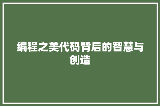 编程之美代码背后的智慧与创造
