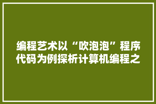 编程艺术以“吹泡泡”程序代码为例探析计算机编程之美