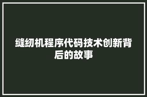 缝纫机程序代码技术创新背后的故事