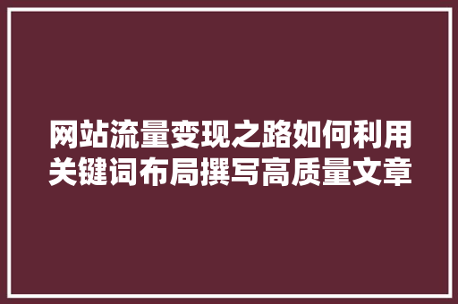 网站流量变现之路如何利用关键词布局撰写高质量文章