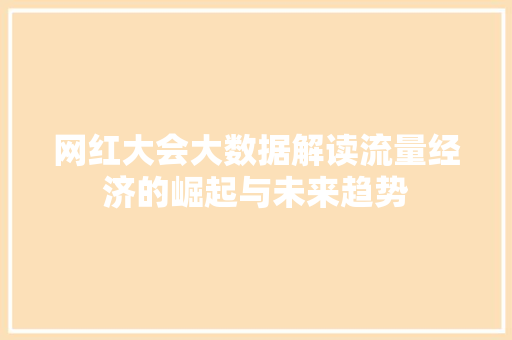 网红大会大数据解读流量经济的崛起与未来趋势