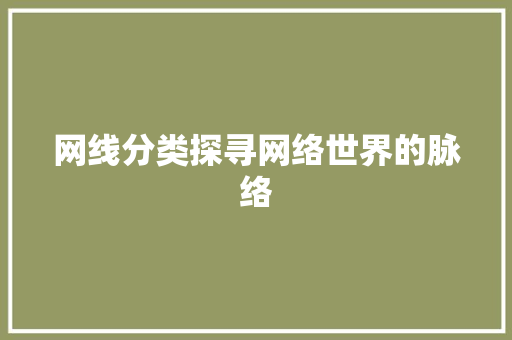 网线分类探寻网络世界的脉络