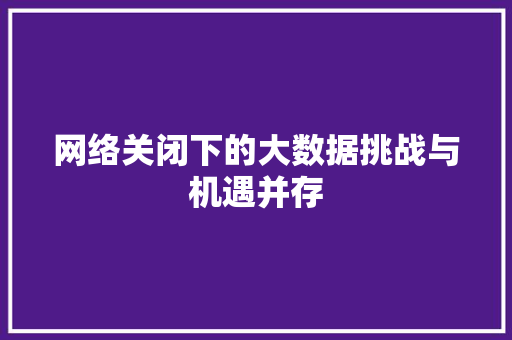 网络关闭下的大数据挑战与机遇并存