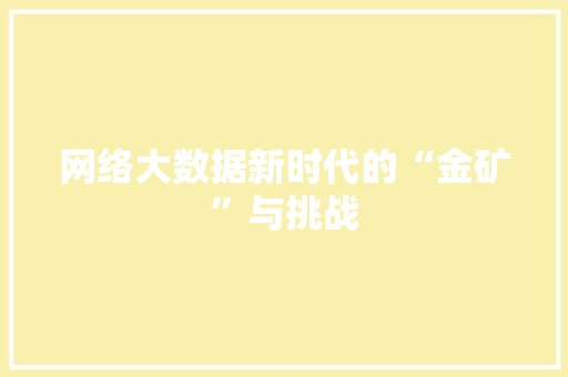 网络大数据新时代的“金矿”与挑战
