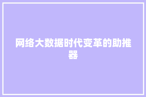网络大数据时代变革的助推器