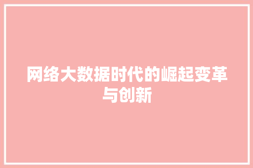网络大数据时代的崛起变革与创新