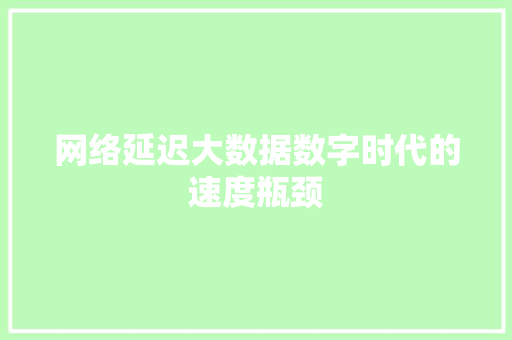 网络延迟大数据数字时代的速度瓶颈