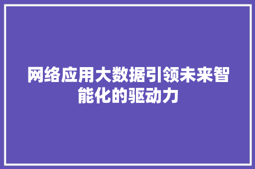 网络应用大数据引领未来智能化的驱动力