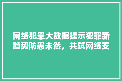 网络犯罪大数据提示犯罪新趋势防患未然，共筑网络安全防线