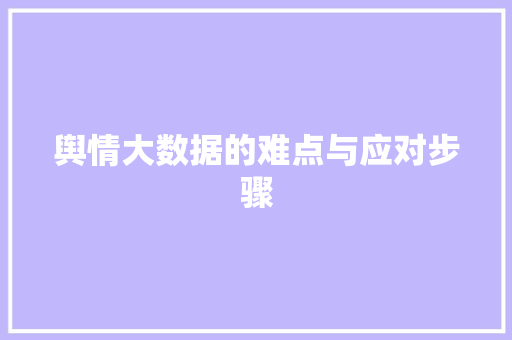 舆情大数据的难点与应对步骤