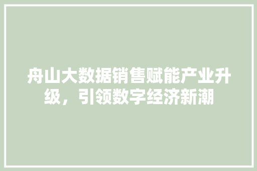 舟山大数据销售赋能产业升级，引领数字经济新潮