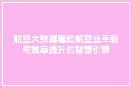 航空大数据驱动航空业革新与效率提升的智慧引擎