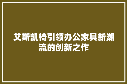 艾斯凯椅引领办公家具新潮流的创新之作