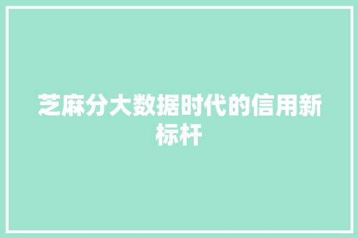 芝麻分大数据时代的信用新标杆