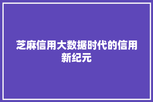 芝麻信用大数据时代的信用新纪元