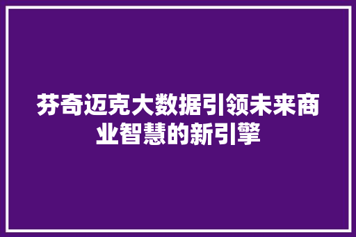 芬奇迈克大数据引领未来商业智慧的新引擎