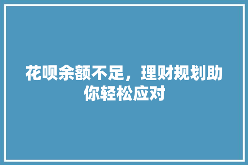 花呗余额不足，理财规划助你轻松应对