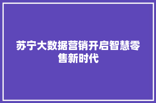 苏宁大数据营销开启智慧零售新时代