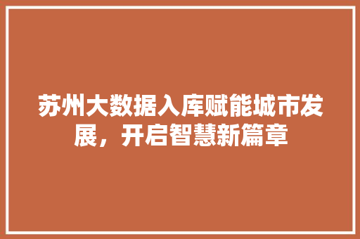 苏州大数据入库赋能城市发展，开启智慧新篇章