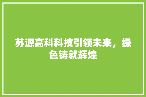 苏源高科科技引领未来，绿色铸就辉煌