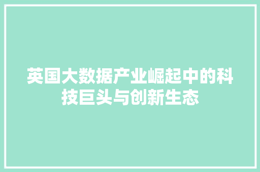 英国大数据产业崛起中的科技巨头与创新生态