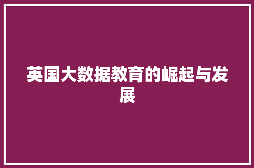 英国大数据教育的崛起与发展
