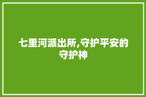 七里河派出所,守护平安的守护神