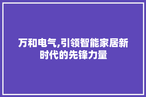 万和电气,引领智能家居新时代的先锋力量