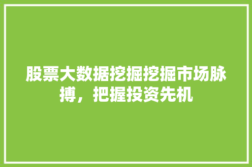 股票大数据挖掘挖掘市场脉搏，把握投资先机