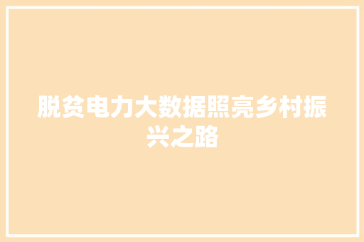 脱贫电力大数据照亮乡村振兴之路