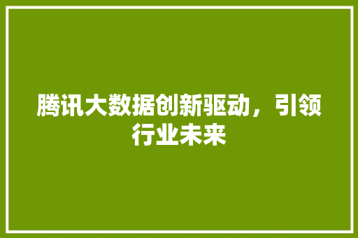 腾讯大数据创新驱动，引领行业未来