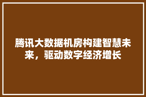 腾讯大数据机房构建智慧未来，驱动数字经济增长