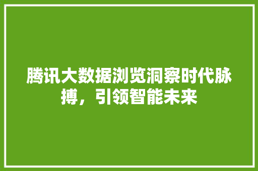 腾讯大数据浏览洞察时代脉搏，引领智能未来