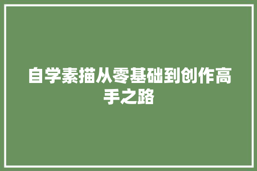 自学素描从零基础到创作高手之路