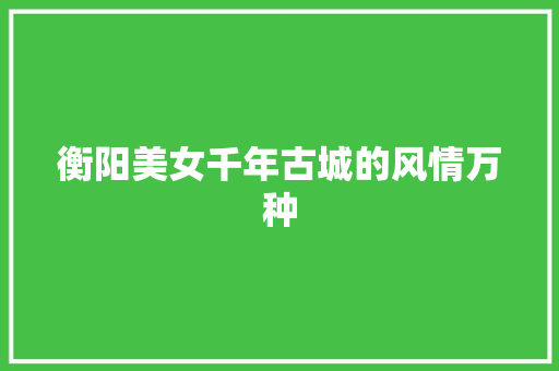 衡阳美女千年古城的风情万种