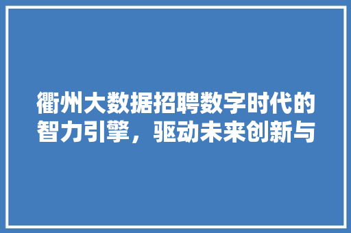 衢州大数据招聘数字时代的智力引擎，驱动未来创新与发展
