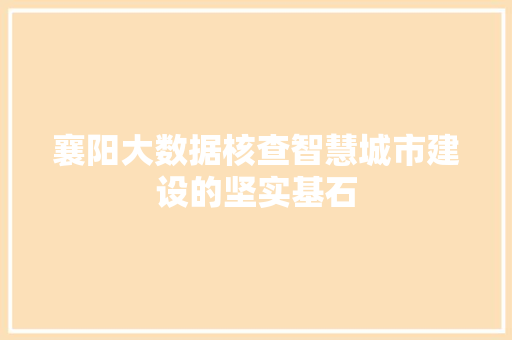 襄阳大数据核查智慧城市建设的坚实基石