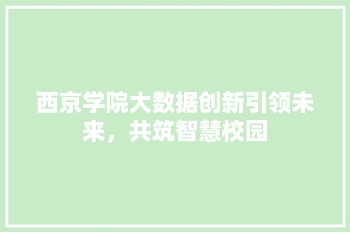 西京学院大数据创新引领未来，共筑智慧校园