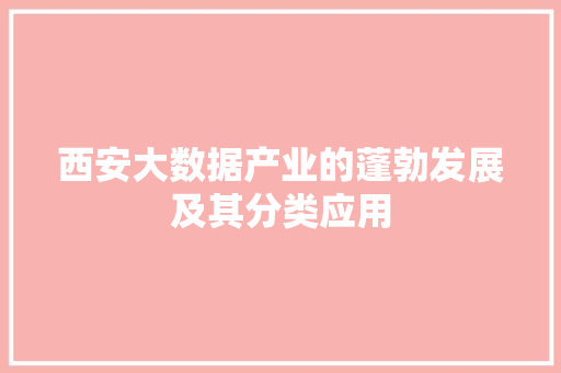 西安大数据产业的蓬勃发展及其分类应用