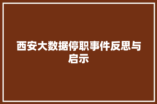 西安大数据停职事件反思与启示